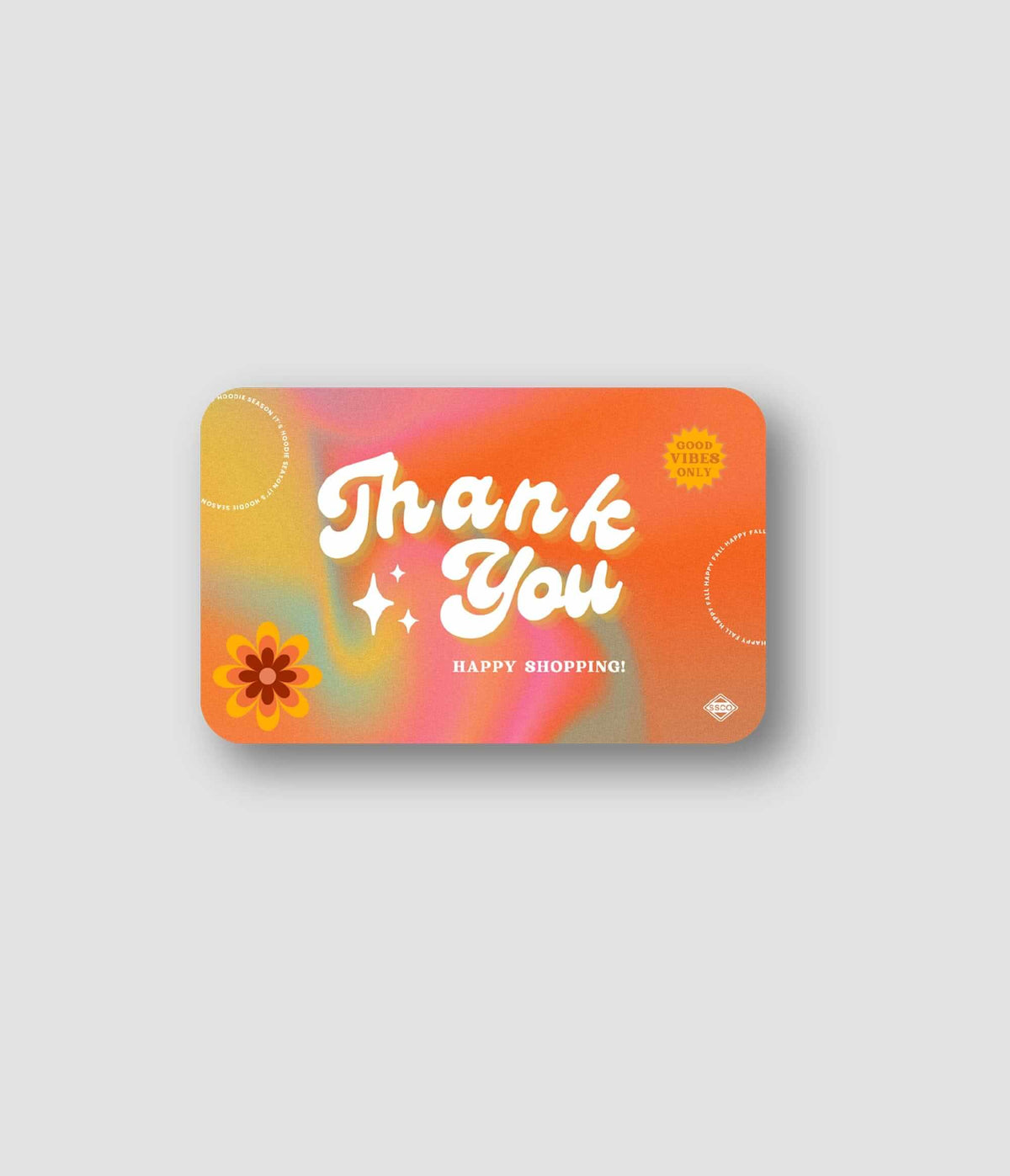eGift Card (Thank You) featuring a colorful design and a message of gratitude for happy shopping.