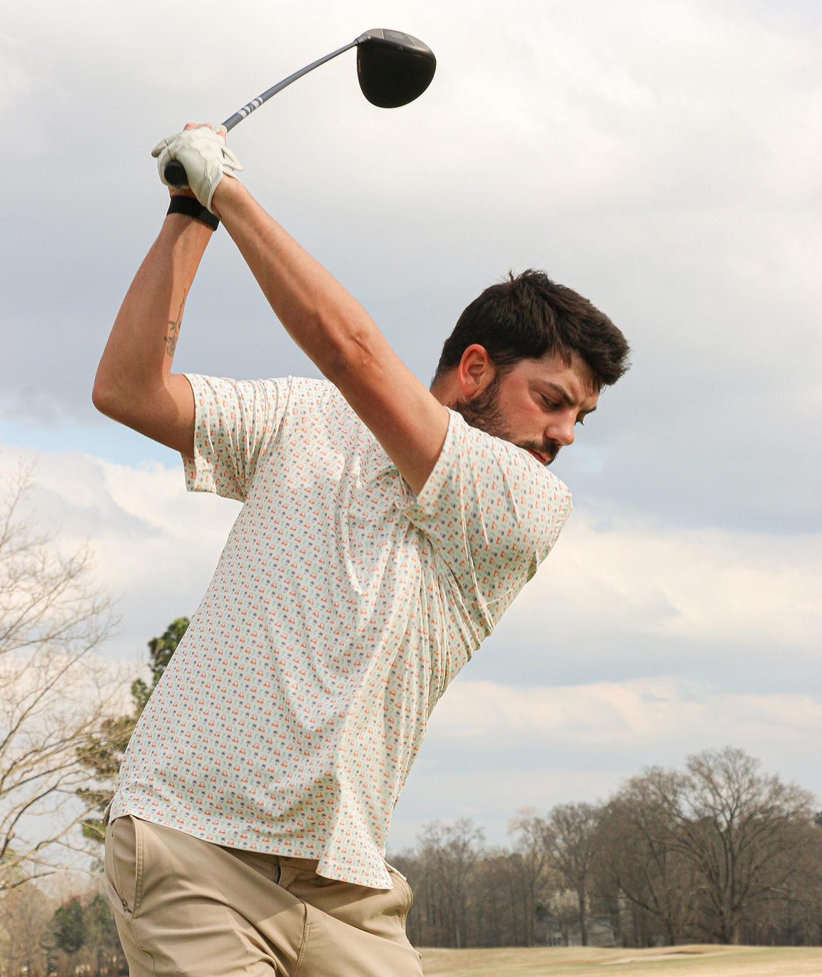 men golf polo - Par Fore Printed Polo - Palm Drive - Southern Shirt